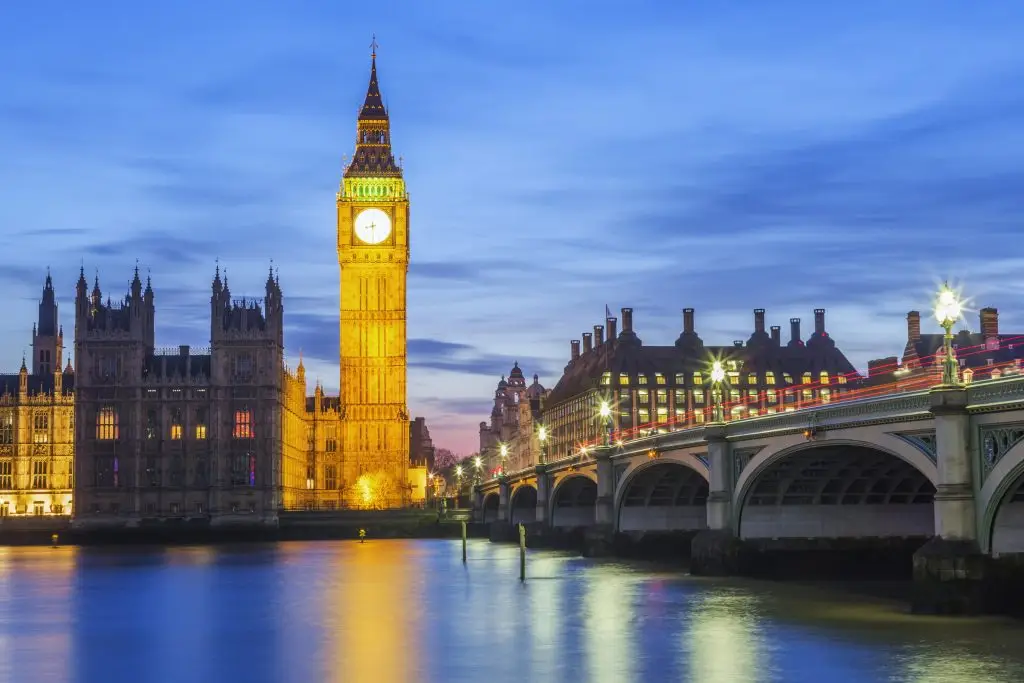Big Ben and House of Parliament at Night for Removals Barking London Services